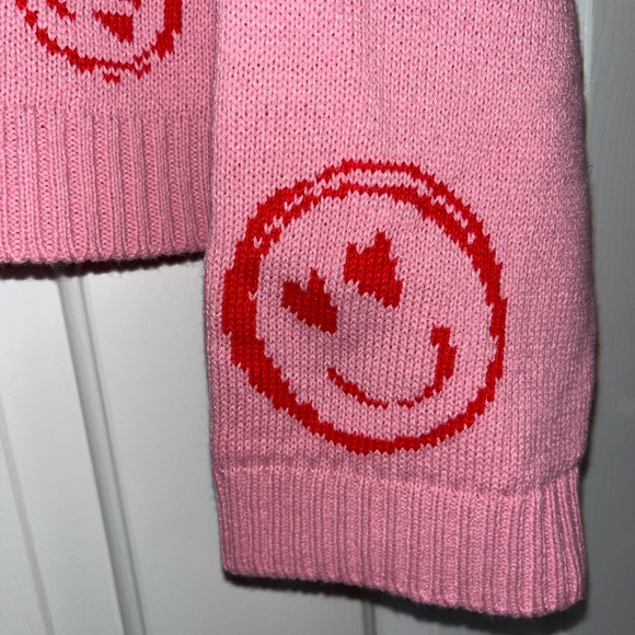 ASOS Design Pink Smiley Face Sweater Women’s Medium - Picture 3 of 4